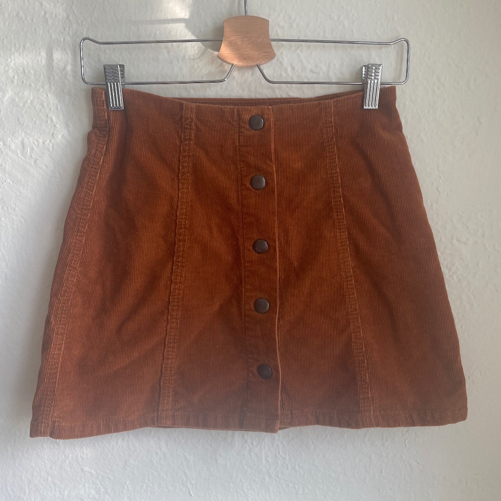 Topshop Corduroy Button Down Skater Skirt